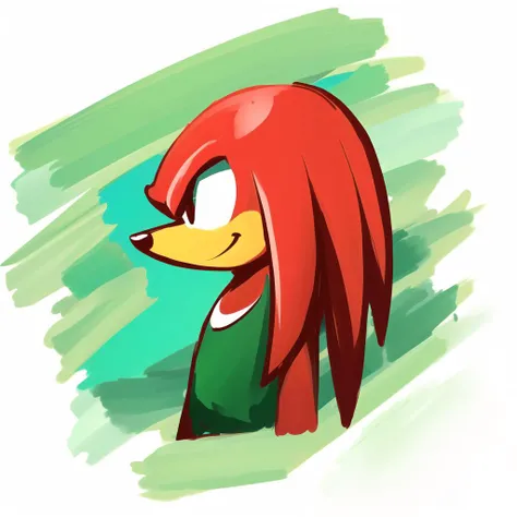 1boy, knuckles the echidna, floral print, shirt, 
 light smile, earrings, closer