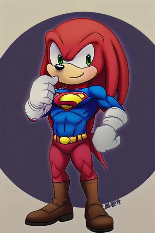 Knuckles the Echidna dressed as Superman for Halloween