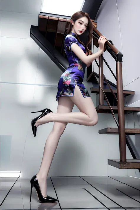 Best quality,masterpiece,ultra high res,a pair of ggx heels,1girl, black footwear,qipao