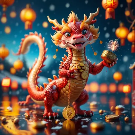 <lora:Chinese_dragon IP:0.8>,J_dragon,master piece,high quality,a cute Chinese dragon,grab a gold coin,firework background,J_dragon,incredibly absurdres,in winter,chinese new year,