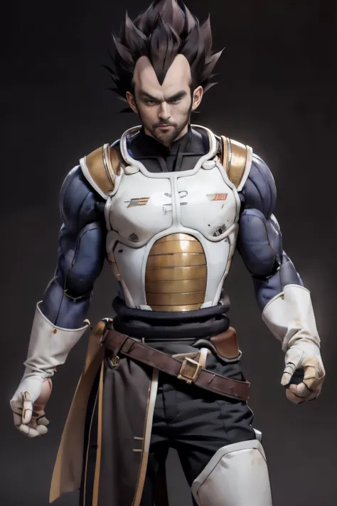 (masterpiece, best quality:1.2), <lora:dbz_vegeta:1>, medium shot, solo, male focus, 1boy, vegeta, 50 years old, sayan king, noble, beard, serious, looking at viewer, spiked hair, black hair, black eyes, white armor, white gloves, <lora:Niji:0.8>, mecha armor, combat armor, armor suit, tech armor