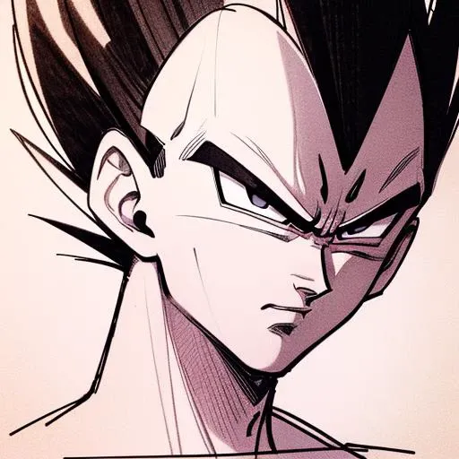 masterpiece, best quality, solo, male focus, vegeta, serious, looking at viewer, black spiked hair, black eyes, detailed face, pencil sketch, <lora:dbz_vegeta:0.8>, <lora:last:0.4>