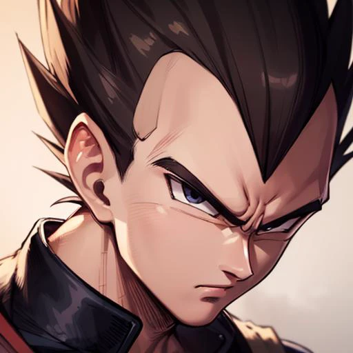 masterpiece, best quality, solo, male focus, olrhnra , vegeta, serious, looking at viewer, black spiked hair, black eyes, detailed face,<lora:dbz_vegeta:0.8>, <lora:javitraining:0.5>