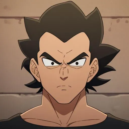 masterpiece, best quality, solo, male focus, olrhnra , vegeta, serious, looking at viewer, black spiked hair, black eyes, detailed face, <lora:dbz_vegeta:0.4>, <lora:ousama:0.7>