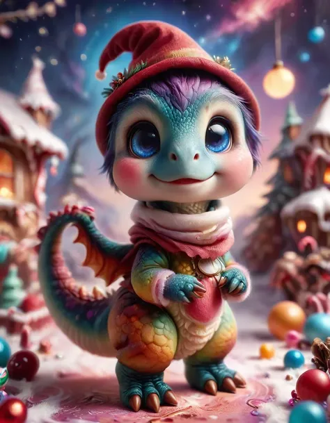 Positive prompt:
ral-smoldino, solo, exploring a magical Christmas candy land filled with colorful sweets and treats amidst festive decorations that capture its curiosity