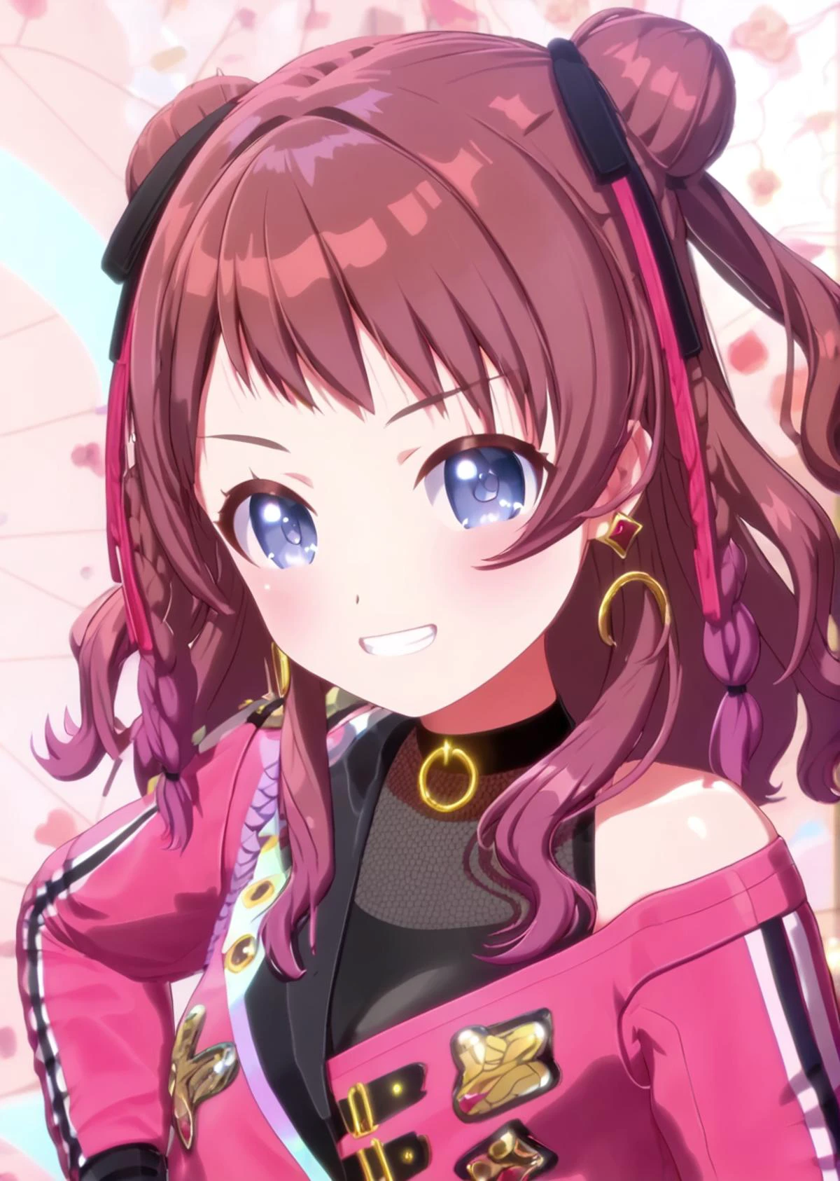 score 9, score 8 up, score 7 up, rating questionable,
detailed background,
<lora:saki.pony:1>,
saki,
medium breasts, shiny skin,
looking at viewer, grin, blush,