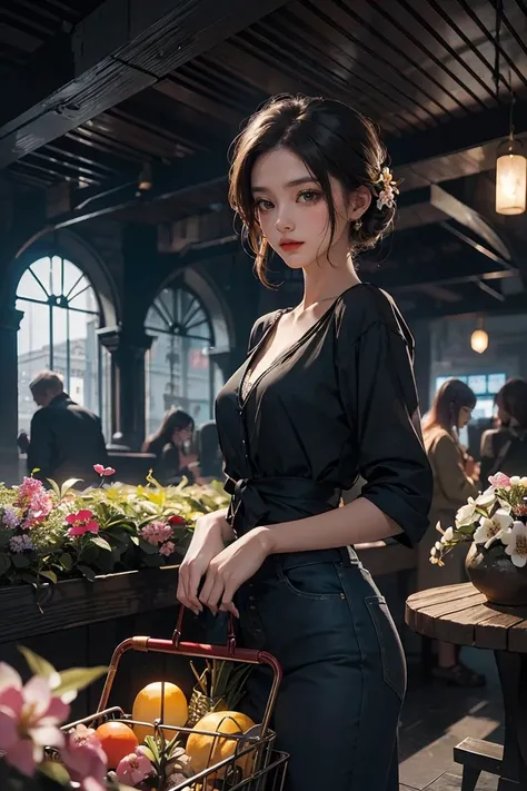 vivid illumination, enchanting elegance, atmospheric depth, masterful technique, naturalistic representations, harmonious composition, creative refinement, striking juxtapositions,
1girl,solo,
supermarket,
indoor,
Serenity,
garden, blossoms, peaceful,
<lora:oc_v10:0.3> <lora:LowRAv2:0.6>