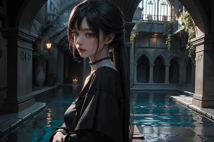 vivid illumination, enchanting elegance, atmospheric depth, masterful technique, naturalistic representations, harmonious composition, creative refinement, striking juxtapositions,evocative hues,moody atmosphere,sharp focus,
1girl,solo,
winery,
outdoor,
courtyard, cloistered, contemplative,
<lora:oc_v10:0.3> <lora:LowRAv2:0.6>