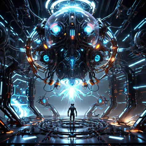 ((best quality)), ((masterpiece)), ((realistic,digital art)), (hyper detailed),teslapunkai DonMM4ch1n3W0rldXL Celestial Robotics and AI Lab, Antigravity Suspension Platforms, In-Ground Well Lights, Downlighting, octane rendering, raytracing, volumetric lighting, Backlit,Rim Lighting, 8K, HDR, <lora:TeslaPunkAIXLv2:0.7> <lora:DonMM4ch1n3W0rldXL:0.65>