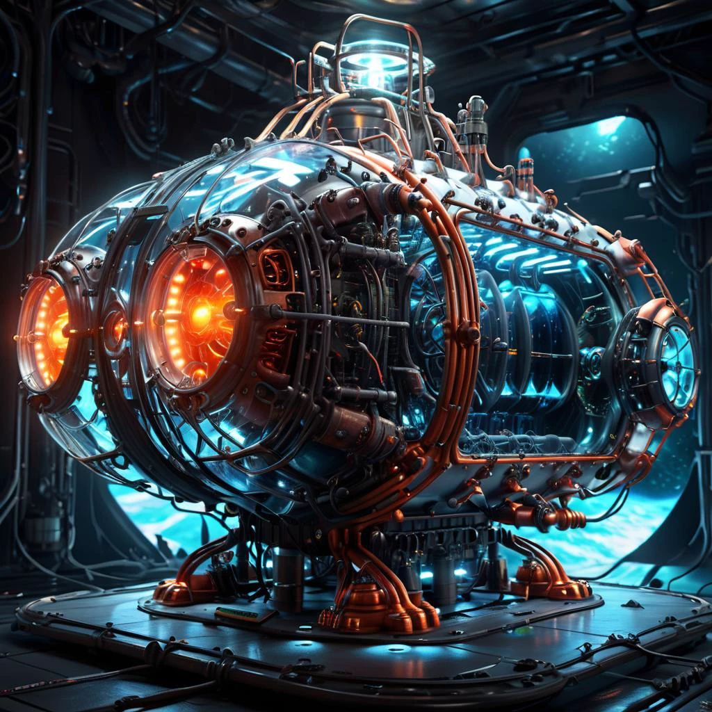 ((best quality)), ((masterpiece)), ((realistic,digital art)), (hyper detailed),teslapunkai DonMM4ch1n3W0rldXL Colossal Deep-sea Submersible, Sporty Appearance, Multi-Pane Windows, Roll Cage, Fiberglass, Monstrous, Waxy Coating,, octane rendering, raytracing, volumetric lighting, Backlit,Rim Lighting, 8K, HDR, <lora:TeslaPunkAIXLv2:0.7> <lora:DonMM4ch1n3W0rldXL:0.65>