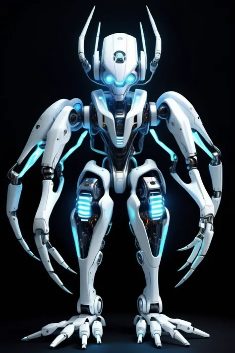 ((best quality)), ((masterpiece)), ((realistic,digital art)), (hyper detailed),DonMM4ch1n3W0rldXL Big glowing markings Plasmic Polished Robotic, Multipedal Bimanual, Four-Fingered Hands, nine-Tailed, Bushy-Tailed, Fur, , ,8K, HDR <lora:DonMM4ch1n3W0rldXL:0.8>