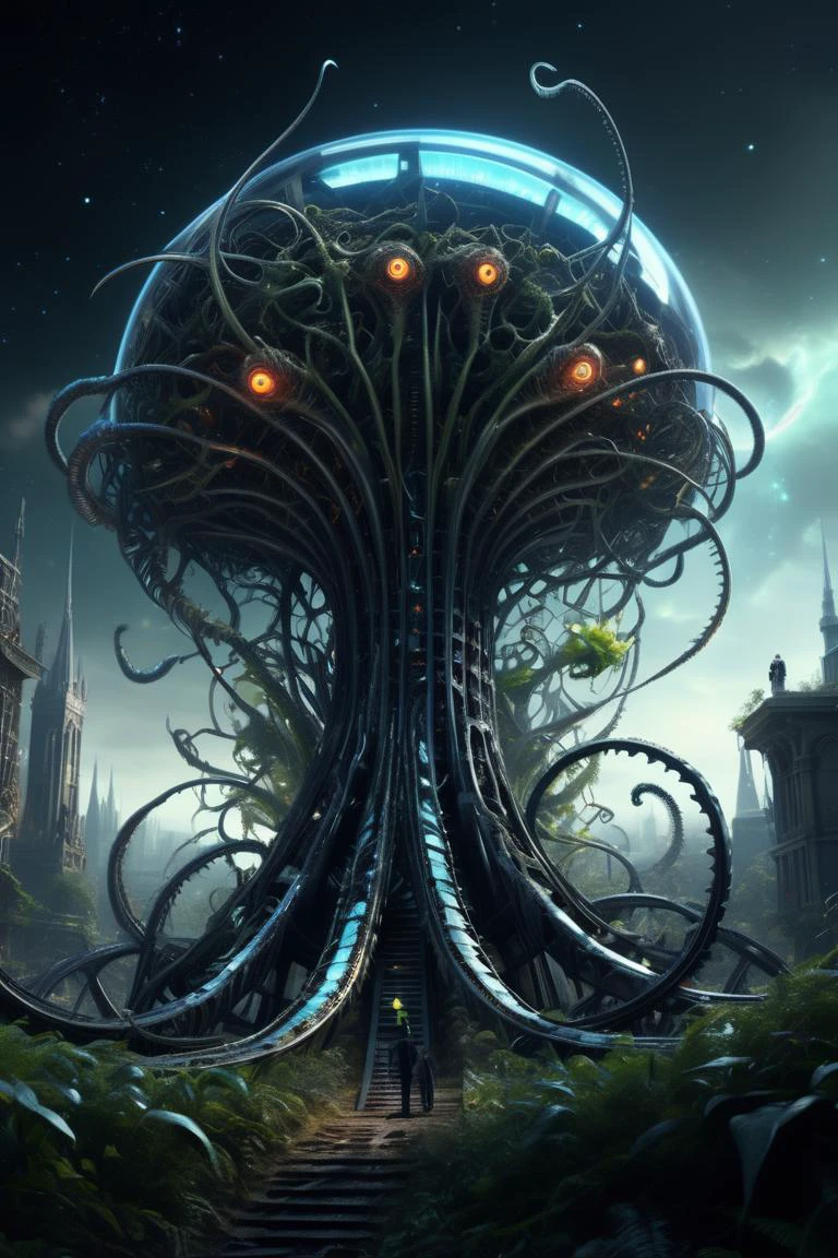 ((best quality)), ((masterpiece)), ((realistic,digital art)), (hyper detailed),DonMM4ch1n3W0rldXL Enormous Mysterious Tendrilous Classic Tendril-laden, Quadrupedal Trimanual, Flippers, Bushy-Tailed, Scales, , ,8K, HDR <lora:DonMM4ch1n3W0rldXL:0.8>