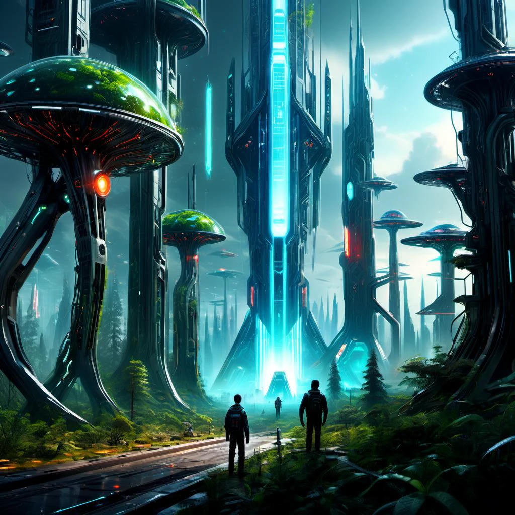 ((best quality)), ((masterpiece)), ((realistic,digital art)), (hyper detailed),forest, scifi, tech, futurism, futuristic,8K, HDR <lora:DonMM4ch1n3W0rldXL:0.85>