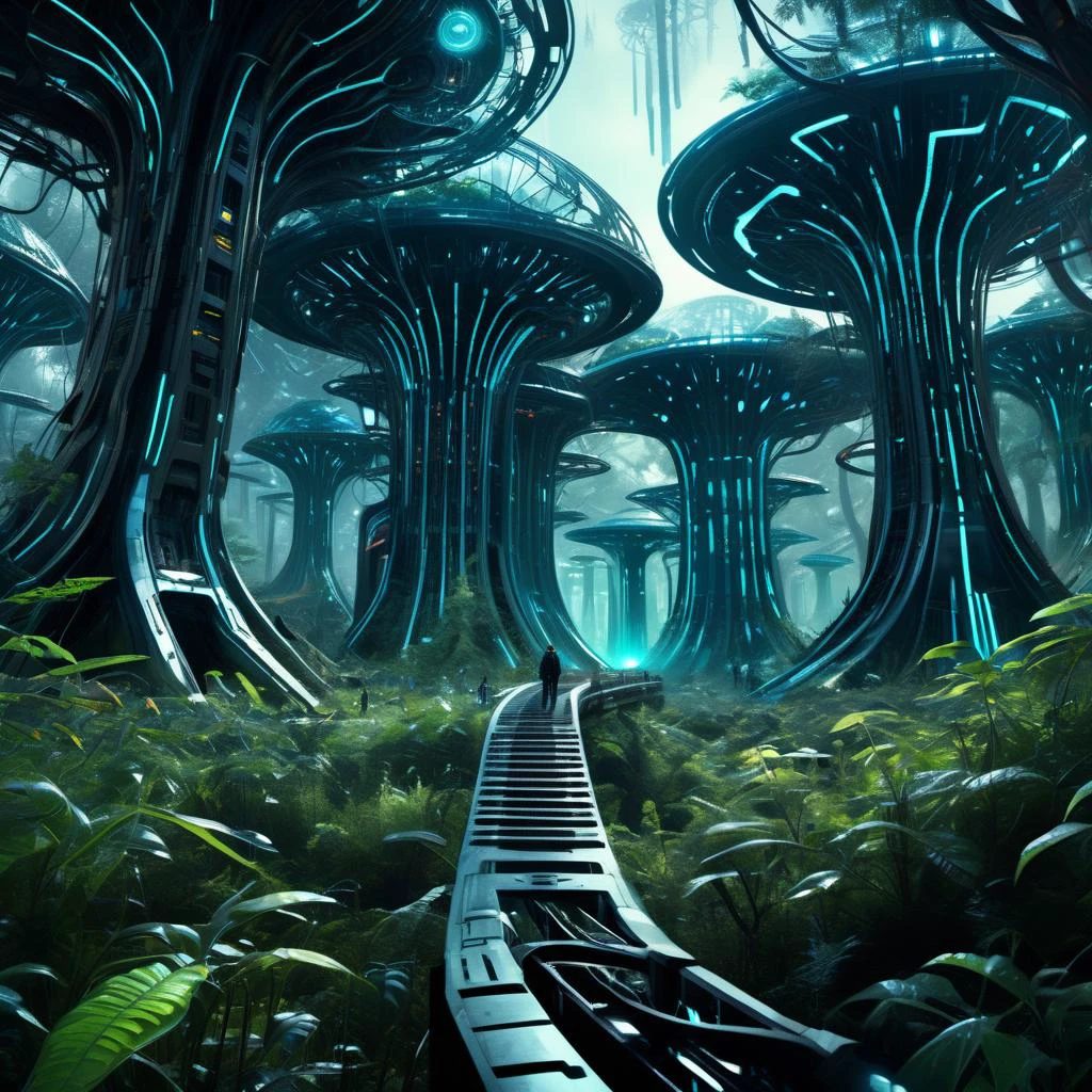 ((best quality)), ((masterpiece)), ((realistic,digital art)), (hyper detailed),forest, scifi, tech, futurism, futuristic,8K, HDR <lora:DonMM4ch1n3W0rldXL:0.85>