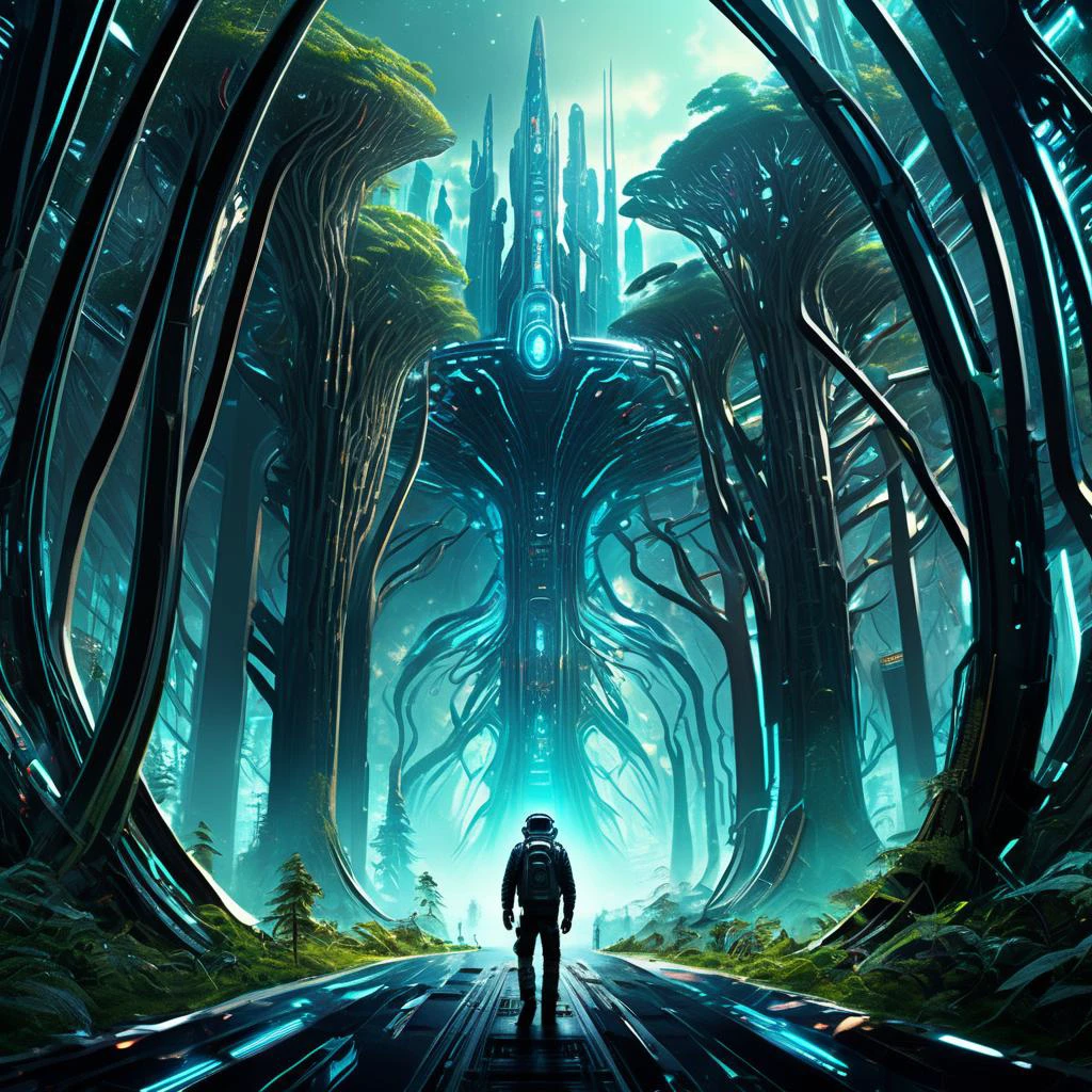 ((best quality)), ((masterpiece)), ((realistic,digital art)), (hyper detailed),forest, scifi, tech, futurism, futuristic,8K, HDR <lora:DonMM4ch1n3W0rldXL:0.85>