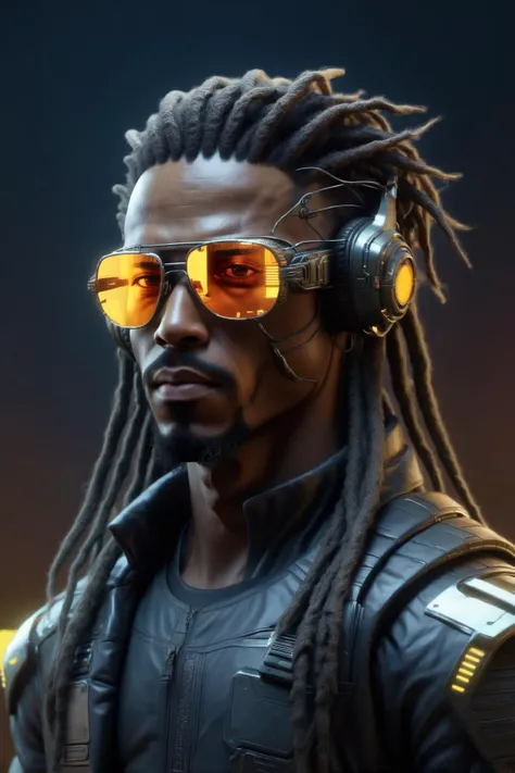 super high res, melhor qualidade, foto, 16k, (fotorrealista: 1.2), cinematic lighthing, Homem do afro americano de 23 anos que usa roupa camuflada do exercito e faz parte de uma equipe chamada os corvos, In addition he wears mirrored sunglasses and also has dreads in his hair (Cyberpunk 2020) <lora:DonMM4ch1n3W0rldXL:1> DonMM4ch1n3W0rldXL