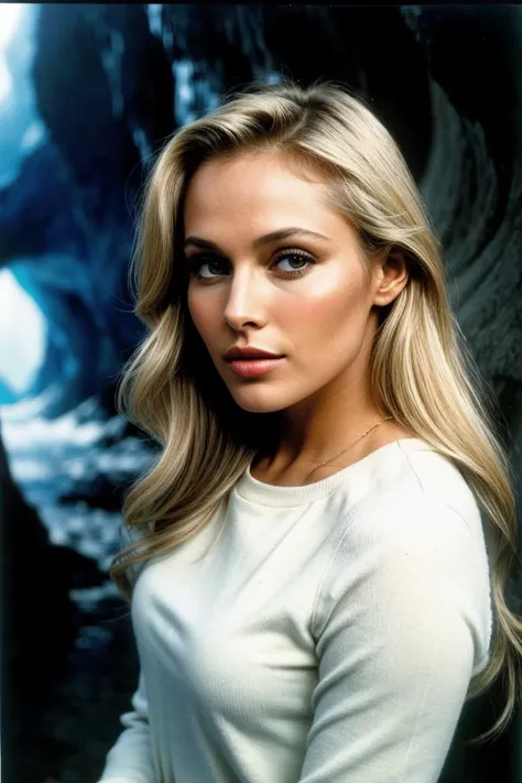 photo of beautiful (Ursul4Andr3ss_HM-135:0.99), blonde, a woman, perfect hair, surprised, (modern photo), wearing hoodie and sweatpants, portrait, 85mm, (analog, cinematic, film grain:1.3), (Frozen Planet Ice Caverns, Planet of vast ice caverns, frozen waterfalls, and frosty chambers.), detailed eyes, professional pose, painted lips, (epiCPhoto), (looking at viewer:1.1), (cinematic shot:1.3), (natural lighting, lit from above), <lora:add_detail:0.5>