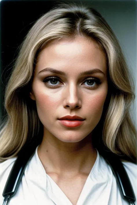 photo of beautiful (Ursul4Andr3ss_HM-135:0.99), blonde, a woman, perfect hair, surprised, (modern photo), wearing puffy jacket, t-shirt, jeans, portrait, 85mm, (analog, cinematic, film grain:1.3), (Genetic Lab, Cutting-edge lab with DNA manipulation, incubation chambers, and genetically modified organisms.), detailed eyes, professional pose, painted lips, (epiCPhoto), (looking at viewer:1.1), (cinematic shot:1.3), (natural lighting, lit from above), <lora:add_detail:0.5>