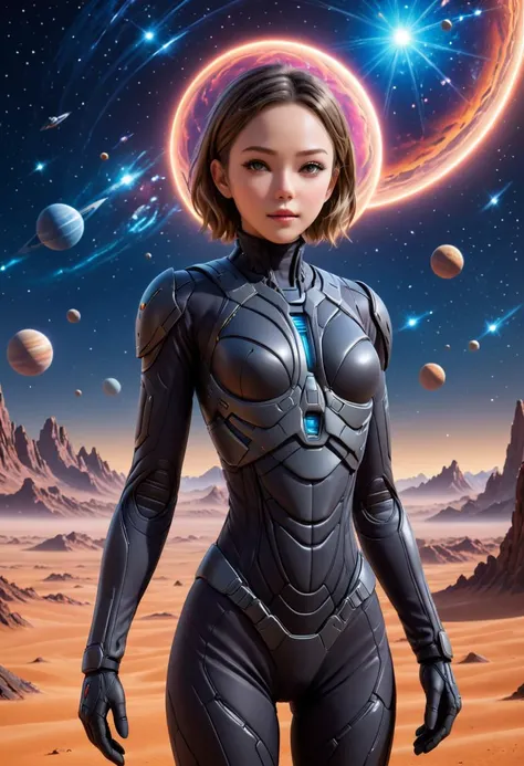 anime artwork space-themed Conceptualize an epic artwork featuring a Person in Stillsuit Exploring Alien Worlds, focus person, futuristic technology and space themes with advanced civilizations, dark nebula night sky, extraterrestrial landscapes, and otherworldly structures, emphasize the character's isolation and wonder as they navigate through uncharted territories to create an immersive experience for viewers, sharp focus, . cosmic, celestial, stars, galaxies, nebulas, planets, science fiction, highly detailed, anime style, 3d style, key visual, vibrant, studio anime, highly detailed,  <lora:StillsuitXL_v1.32:0.6>