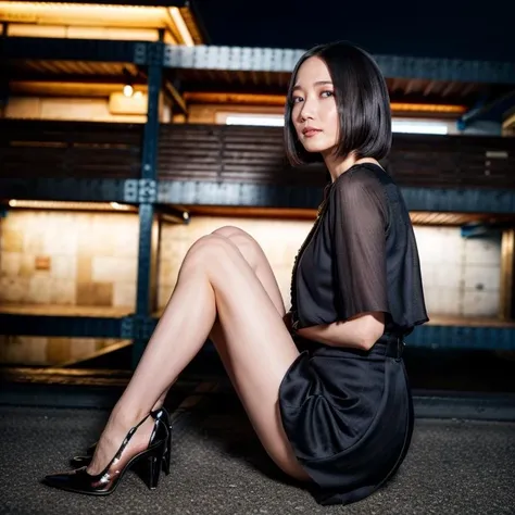 (Realistic、Like a photograph、Live Action、8K, Realistic, RAW Photos, Best image quality: 1.4), Single-lens reflex camera、RAW Photos, Highest quality, Realistic, Very detailed CG Unity 8k wallpaper, Written boundary depth, Cinematic Light, Lens flare, Ray Tracing, Realistic background、(Gothic Lolita:1.4、Cleavage、Big Breasts)、((ultra high density skin))、 1 female,Cute Japanese Woman、Tokyo Street、(Sit on the stairs、(Sit with your legs apart、Open your legs and you can see your panties:1.5、(Detailed lace panties)、M-shaped legs:1.34))、((whole body:1.5)，Frowning、glare:1.1、Medium Hair:1.2、I like that style、stylish、Very detailed、Pay attention to the details、Perfect outfit、(White skin)、Beautiful feet:1.1，Front view