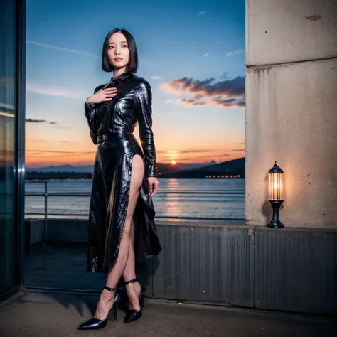 8k,4k,intricate details, RAW photo, ultra realistic,best quality,masterpiece,ultra detailed,high resolution,ayano omoto, 1girl,solo, outdoors,beach background, bob cut hair, shiny,tight long black dress,night city,slender,show high heels
<lora:AyanoOmotoBRAv2:0.9> <lora:AsianPussy1 v2:0.3> <lora:more_details:0.6>