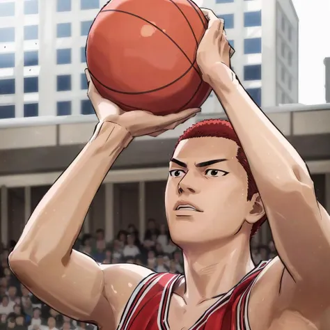 mastepiece,best quality,1boy,basket court,outdoor,short hair,SOLO,shoot_basketball,black eyes,sakuragi hanamichi,
<lora:sakuragi_sd_v1-000016:0.7>