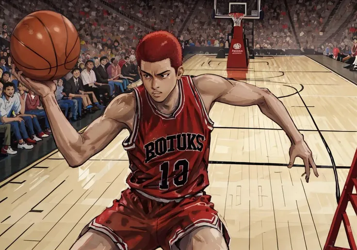 mastepiece,best quality,1boy,slamdunk,basketball, Basketball Court
 <lora:sakuragi_sd_v1-18:0.7>