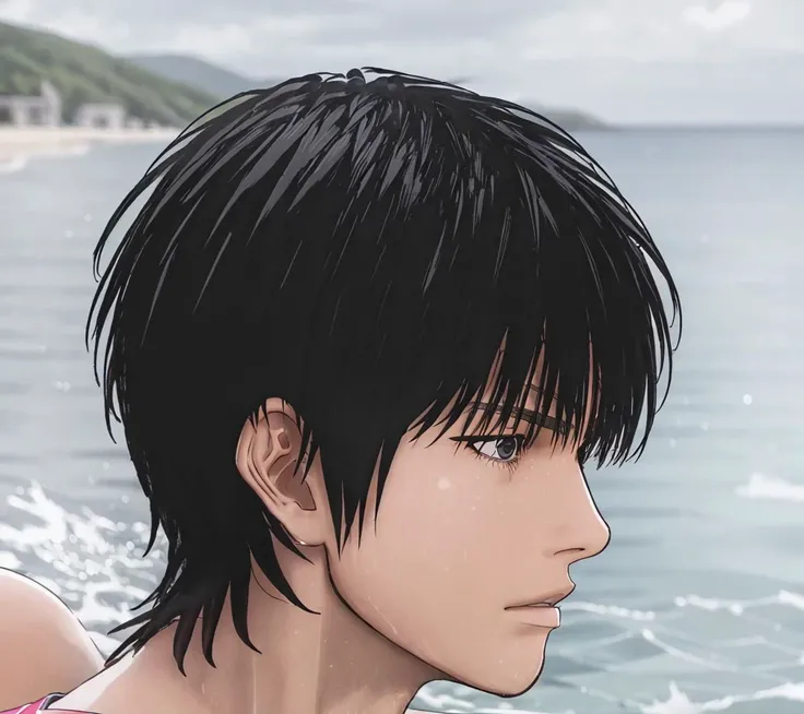mastepiece,best quality,1boy,beach,solo,short hair, black hair,
<lora:rukawa_sd_v1:0.8>