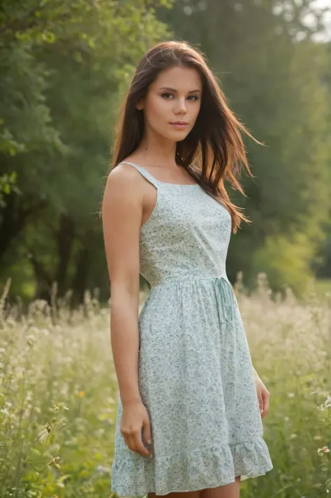 <lora:little caprice sdxl-000005:1> lcaprice, floral print sundress, in a meadow, bokeh, <lora:add-detail-xl:0.8>