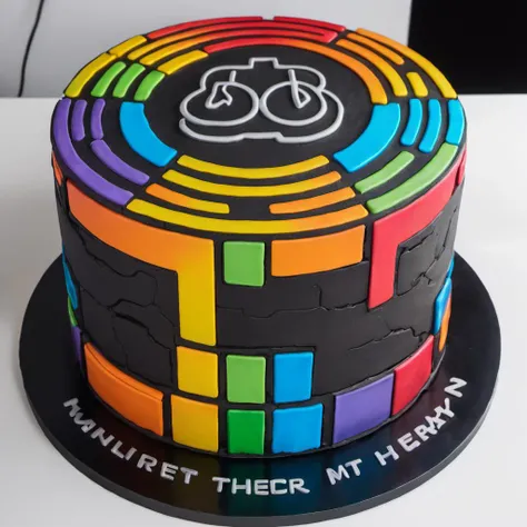 cake made from pcgaming, watercooled, rainbow leds, logo <lora:PcGamingLyfe:0.75>, high quality