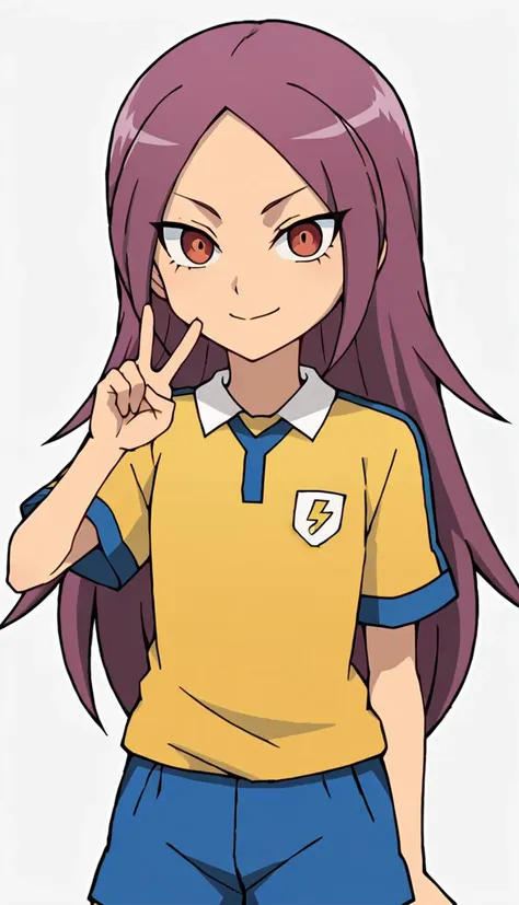 score_9, score_8_up, score_7_up, score_6_up, score_5_up, score_4_up, BREAK source_anime,, raimon, raimon soccer uniform, sportswear, yellow shirt, blue shorts, <lora:Raimon_GO_Uniform:0.7>