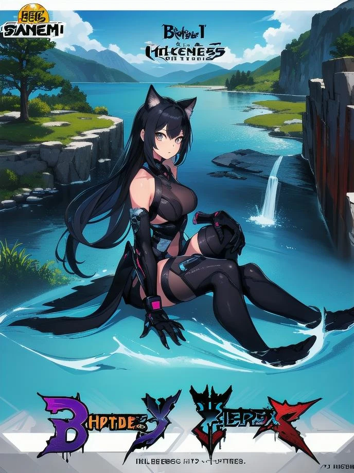 <lora:SegaBoxArtV1.3:0.6> box art, confused fluid girl peeking latex, gruesome minaret with shadow form, BlackBorderBox,