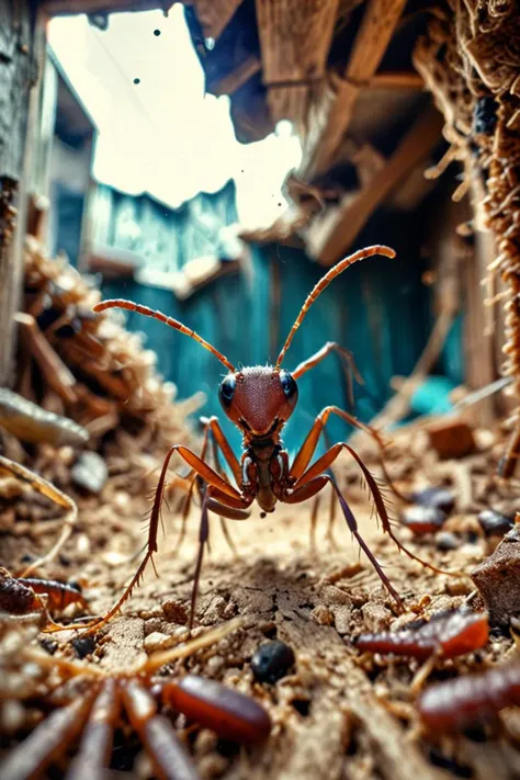 a ant pov and extremely detailed photo in a inside a shed in the style of ocean eyes, alluring and terrifying, <lora:sdxl_lightning_8step_lora.safetensors:1.0>, <lora:add detail xl.safetensors:1.5>,