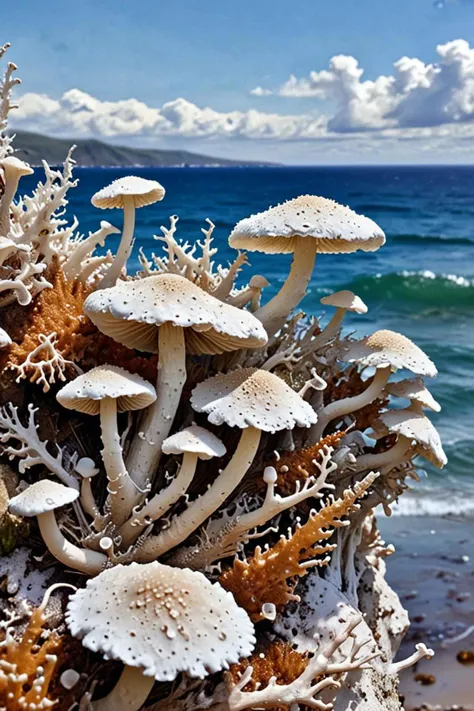 a this is it style and perfect features in a we can see the sea in the style of hyperrealistic composition, white fungal spores everywhere, <lora:sdxl_lightning_8step_lora.safetensors:1.0>, <lora:add detail xl.safetensors:1.5>,