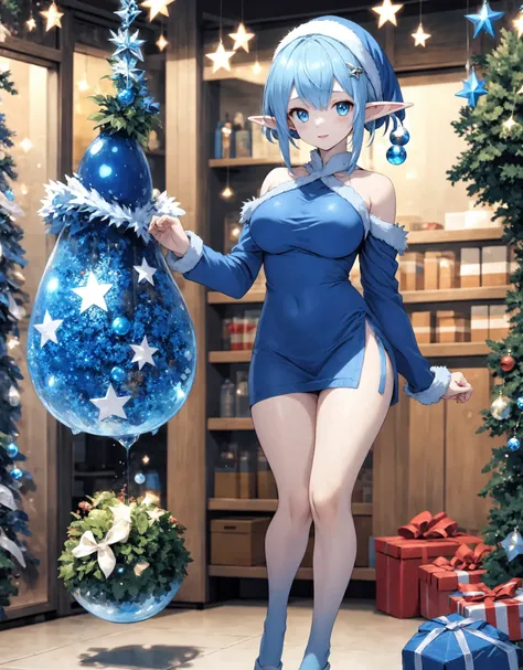blue elf girl <lora:Xmas_elf_girl_v0.4:1>