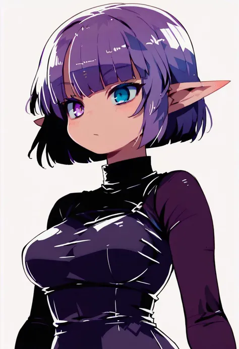 score_9, score_8_up, <lora:zankuroXLP6_lokr_V4236:0.95>, girl, solo, thin waist, violet hair, Bob cut, violet eye, blue eye, violet clothes, elf ears