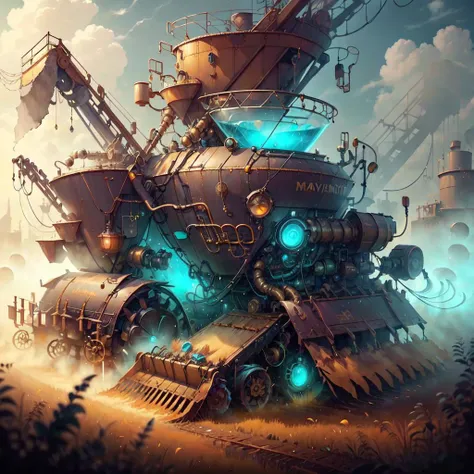 <lora:AlchemyPunkAI:.8> AlchemyPunkAI combine harvester , cluttered environment