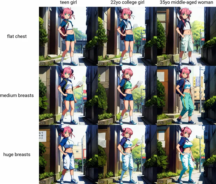Anita King <lora:Anita_King:1.0>, (at a college campus courtyard), hands on hips, (solo:1.2), (1girl), green croptop, short sleeves, double bun, covered buns, white hair ribbons, white capri pants, china shoes, covered breasts, (intricate details:1.2), (detailed background), smug, happy, [smile], (teen girl:1.2), wide shot, (paper), (flat chest:1.2), navel, fit, [thin], bookbag, 
anime screencap <lora:animeScreencap.weight0.3:.3>, (ahoge:.6), 2000s \(style\), J. C. Staff \(studio\), long hair,
outdoors, Tokyo college campus <lora:animeGameBackgrounds:.3>, light beams, (looking at viewer), colorful, [tomboy], (side view:1.1), facing viewer, 
anime in hdr 