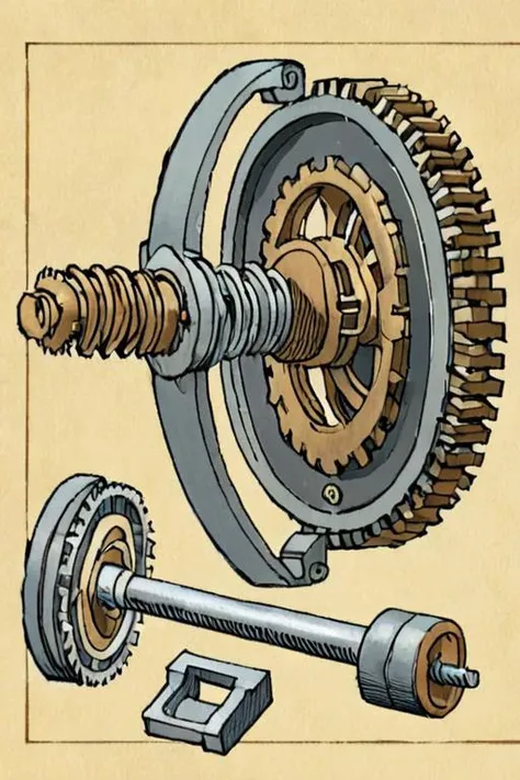 Illustration of a Mechanical parts by David Macaulay <lora:David_Macaulay_Style_XL_The_Way_Things_Work-000006:1>