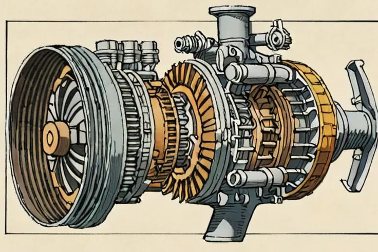 cross-section Illustration of a helicopter engine by David Macaulay <lora:David_Macaulay_Style_XL_The_Way_Things_Work-000006:1>