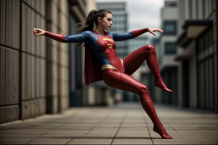 DC s,full body,photo of a 18 year old girl,supergirl,parkour,happy,ray tracing,detail shadow,shot on Fujifilm X-T4,85mm f1.2,sharp focus,depth of field,blurry background,bokeh,lens flare,motion blur,<lora:add_detail:1>,<lora:LCM_LoRA_Weights_SD15:1>,