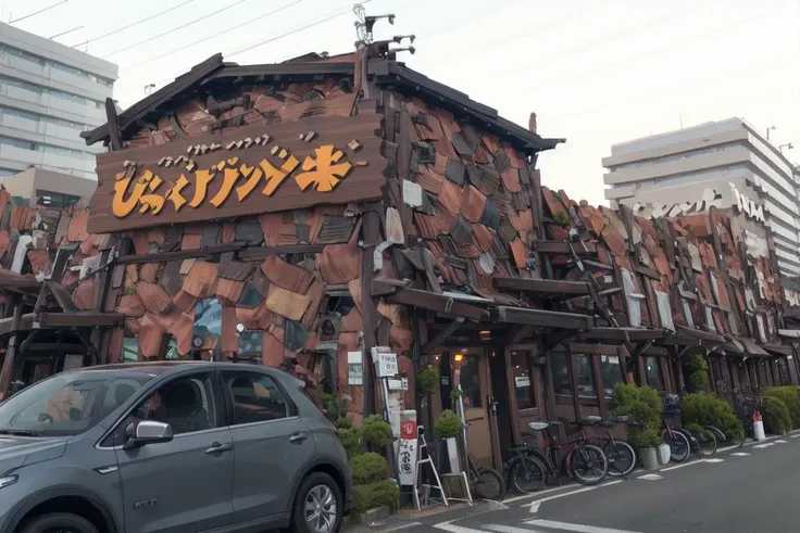 best quality, ultra-detailed, illustration,
bikdonama, storefront, car, sign, road, outdoors, fence, scenery, power lines, real world location, street, building, vehicle focus, road sign, utility pole, sky
<lora:bikkuridonkeyamagasaki_SD15_V1:1>