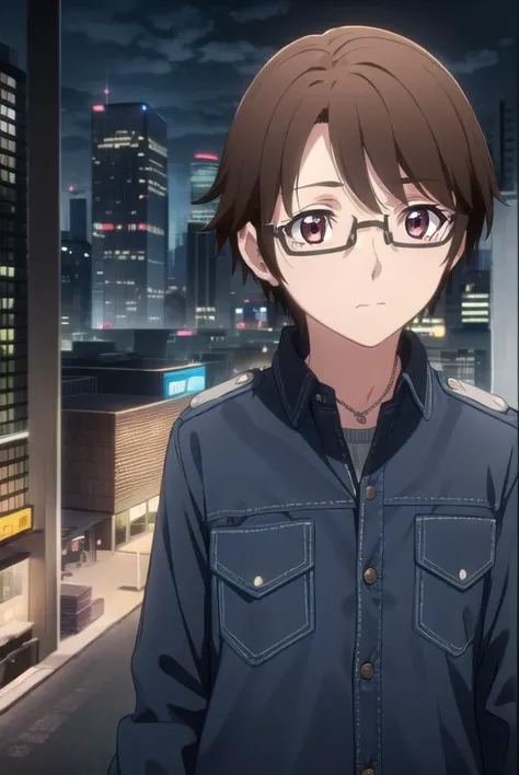 soutamizushino, <lora:souta mizushino s1-lora-nochekaiser:1>,
souta mizushino, brown hair, (brown eyes:1.3), male focus, glasses,
BREAK shirt, jewelry, necklace, uniform, pocket, pants, black pants,
BREAK outdoor, city, night, sky, buildings, moon, clouds,
BREAK looking at viewer, (cowboy shot:1.5),
BREAK <lyco:GoodHands-beta2:1>, (masterpiece:1.2), best quality, high resolution, unity 8k wallpaper, (illustration:0.8), (beautiful detailed eyes:1.6), extremely detailed face, perfect lighting, extremely detailed CG, (perfect hands, perfect anatomy),