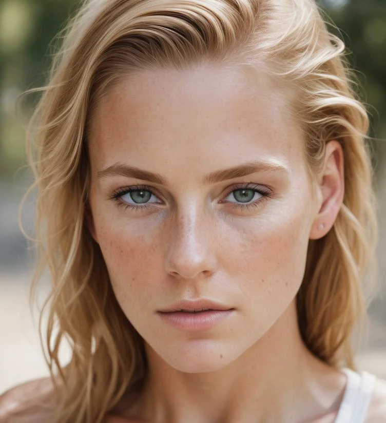 angel, armor gold (masterpiece, best quality, high resolution:1.4), 1girl, angel, skin pores texture, Hair blonde, HD , Photography, movie, cinematic, full Body, Realistic, (8k, RAW photo, best quality, masterpiece:1.2), (realistic, photo-realistic:1.33), best quality, detailed eyes blue, cute,natural lighting, depth of field, film grain, wrinkled skin, sharp, detailed and realistic portrait of a woman ,(freckles:0.5) , outside, wearing a white t shirt, staring at camera, chapped lips, soft natural lighting, portrait photography, magical photography, dramatic lighting, photo realism, ultra-detailed, intimate portrait composition, Leica 50mm,
