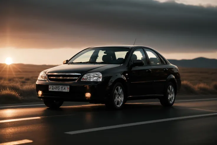 photo of a chevylcht car, 8k uhd, high quality, road, sunset, motion blur, depth blur, cinematic, filmic image 4k, 8k with [George Miller's Mad Max style]. The image should be [ultra-realistic], with [high-resolution] captured in [natural light]. The lighting should create [soft shadows] and showcase the [raw] and [vibrant colors], volumetric dtx, depth blur, blurry background, bokeh, (motion blur:1.001) <lora:chevylcht:1>