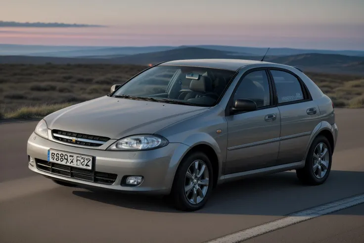 photo of a lachettihatch car, 8k uhd, high quality, road, sunset, motion blur, depth blur, cinematic, filmic image 4k, 8k with [George Miller's Mad Max style]. The image should be [ultra-realistic], with [high-resolution] captured in [natural light]. The lighting should create [soft shadows] and showcase the [raw] and [vibrant colors], volumetric dtx, depth blur, blurry background, bokeh, (motion blur:1.001)  <lora:lachettihatch:1>