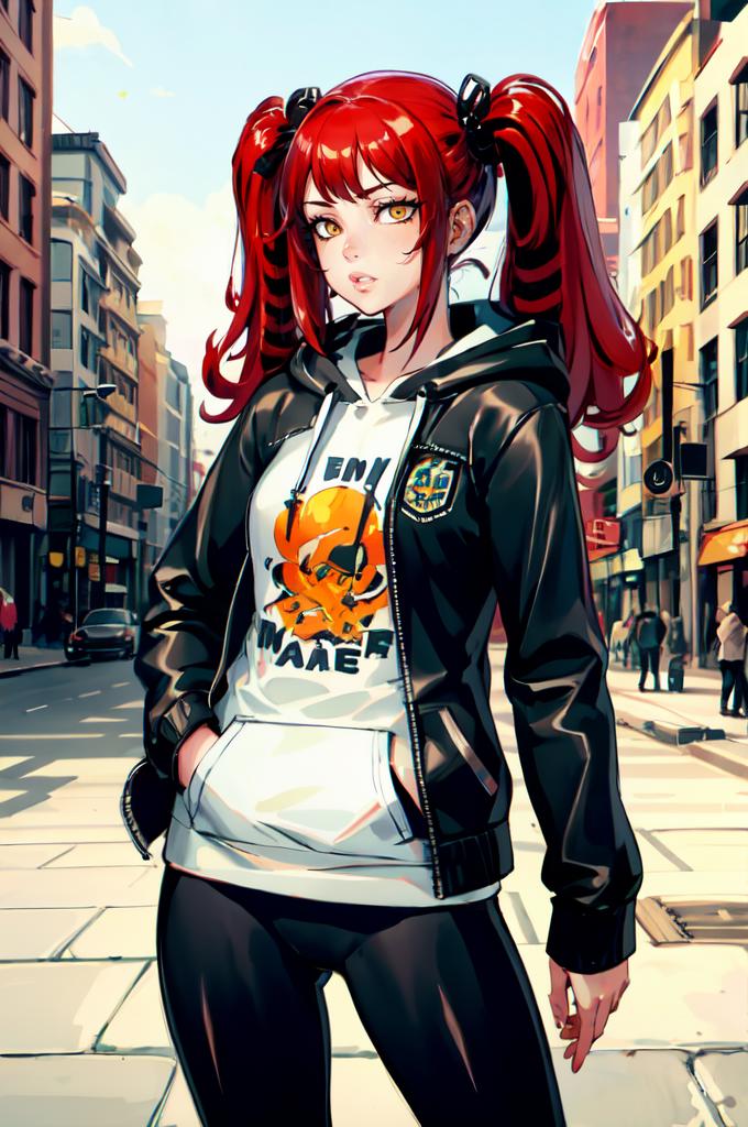 A close up of a person with a hoodie on a street - SeaArt AI