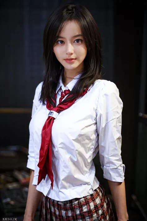 face lighting,bright backlight,medium breasts,super high resolution,best quality,Photos,4k,(Realistic:1.2),(KBZX:1.2),1girl,(smile:1.1),(long hair:1.5),(red lips:1.2),(wearing school uniforms:1.1),18 years old,(full-size photograph:1.7),(milk like skin:1.1),stand,
<lora:KBZX-5:0.9>,