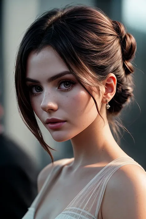 photo of beautiful (rubyof33:0.99), a woman in a (movie premiere gala:1.1), perfect hair, hair upsweep updo, wearing white (see-through:1.1),  ((Mizuiro Kaiwai:1.1)), modelshoot style, (extremely detailed CG unity 8k wallpaper), professional majestic (photography by  edward weston:1.1), (Olympus OM-1 Camera), 24mm, exposure blend, hdr, faded, extremely intricate, High (Detail:1.1), Sharp focus, dramatic, soft cinematic light, (looking at viewer), (detailed pupils), (upper body), 4k textures, soft cinematic light, adobe lightroom, photolab, elegant, ((((cinematic look)))), soothing tones, insane details, hyperdetailed, low contrast