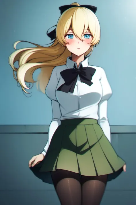 masterpiece, highest quality, best quality, 1girl, solo, looking at viewer,
satou lilly, blind, blue eyes, black bow, blush, hair between eyes, hair blowing, katawa shoujo, long hair, pantyhose, school uniform, skirt, blonde hair, green skirt, <lora:my_SatouLilly_v1:0.6>
LS, CHROMATIC ABERRATION,
<lyco:lazy_square_v5-000015:0.4>